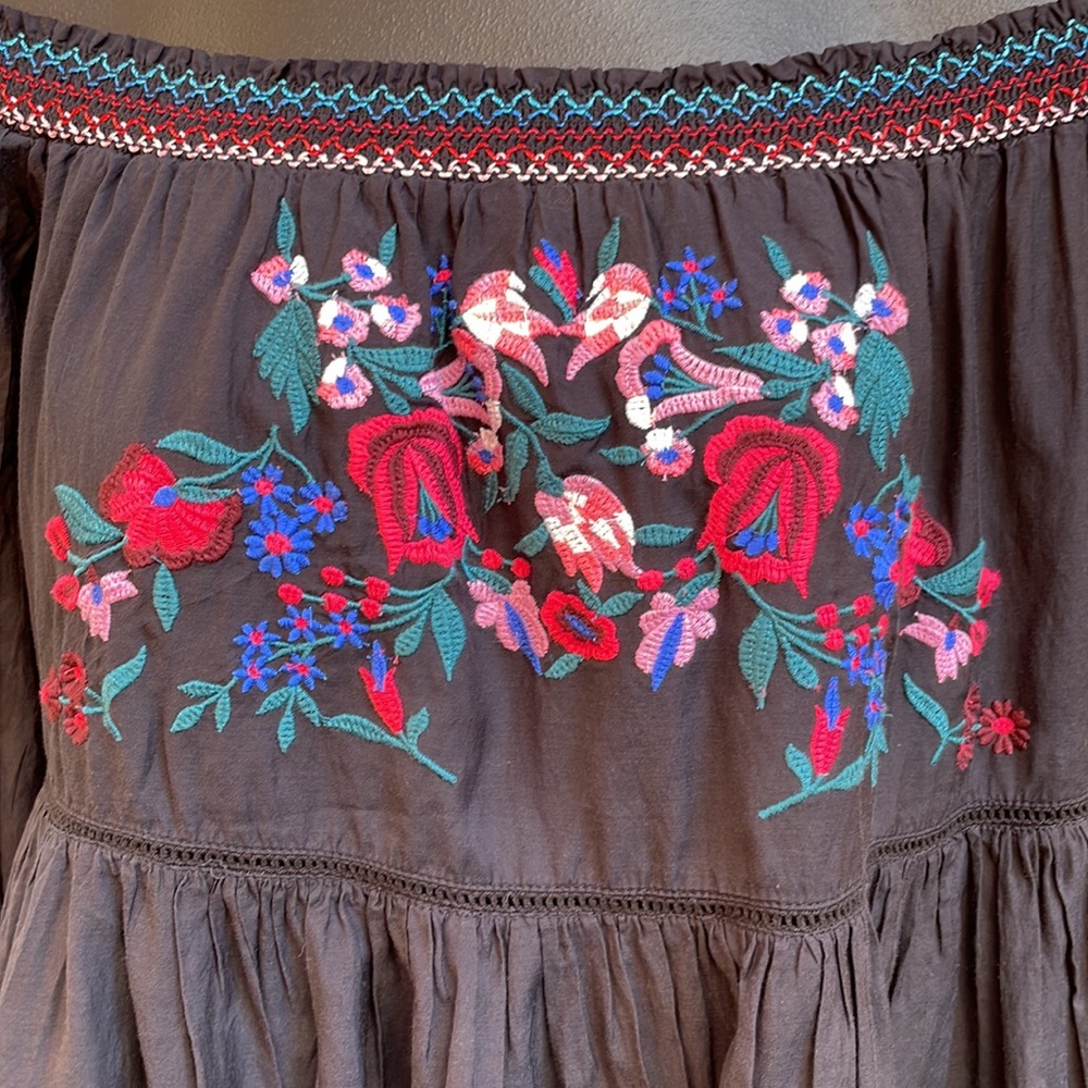 Free People Sunbeams Embroidered Off-Shoulder Tunic Dress Size Small - Picture 5 of 6